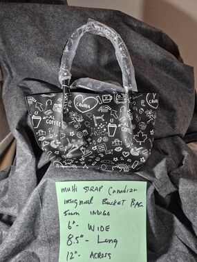 Indigo Black Tote Bag with White Canada Doodle Print